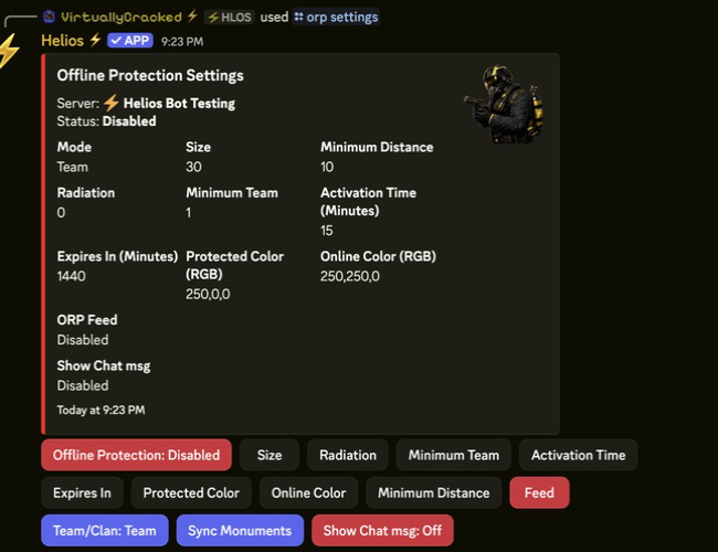 Offline Protection settings panel in Discord