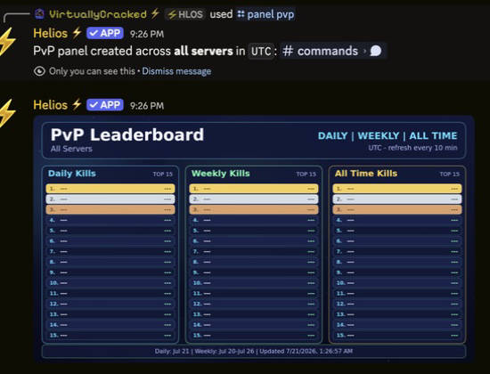 Self-updating PvP leaderboard panel in Discord