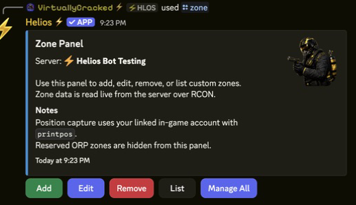 Custom Zone panel in Discord